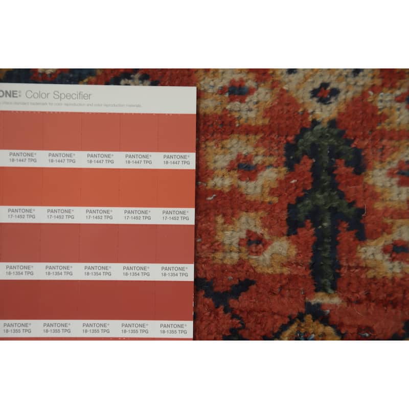 Hand Knotted Oriental 100% Wool Carpet Traditional Floral Oranges & Rust Mahal Area Rug - 11' 10'' X 7' 10''