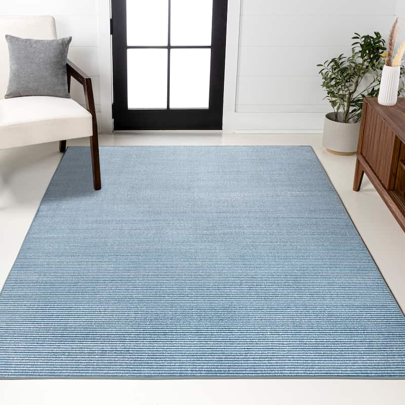 JONATHAN Y Athens Modern Minimalist Pinstripe High-Low Rug - 4 X 6 - Blue/White
