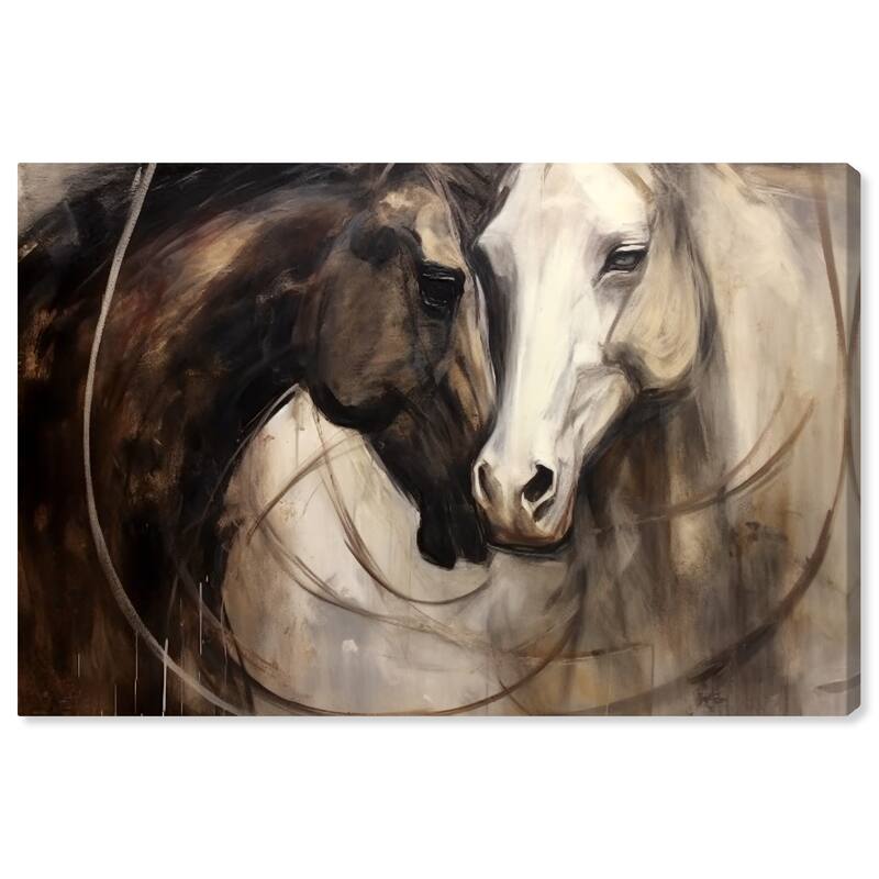 Wynwood Studio Canvas Animals Sweet Equine Lovers Brown and Dark Brown Rustic Wall Art Canvas Print