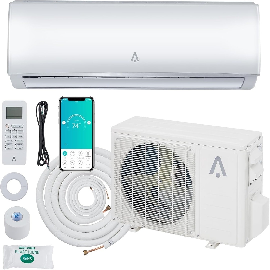 WiFi Split AC, 9,000 BTU & Covers 450 Sq Ft, 19 SEER2 Inverter Heat Pump with R454B Refrigerant & Installation Kit