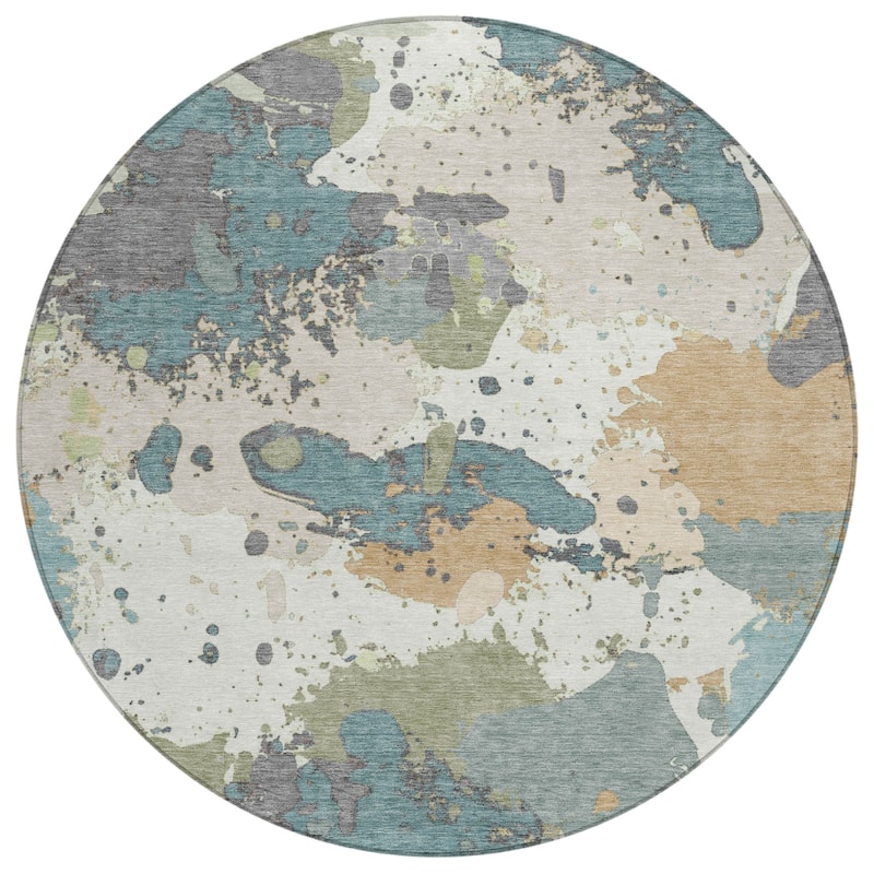Machine Washable Indoor/Outdoor Modern Splatter Chantille Rug