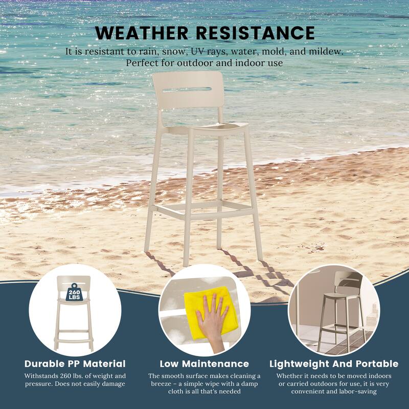 Frond and Form 29.5 Inch Outdoor Bar Stool (Set of 2)