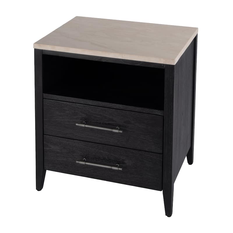 Mayfair 2 Drawer Wood and Marble Nightstand