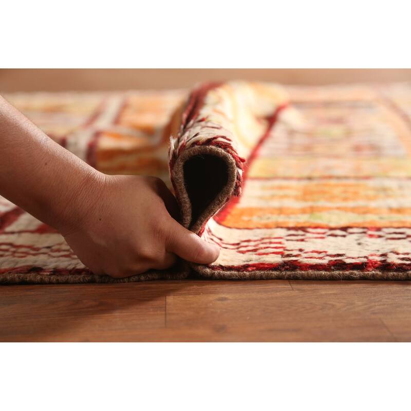 Geometric Moroccan Oriental Rug Handmade Multi-Color Wool Carpet - 6'7" x 9'9"
