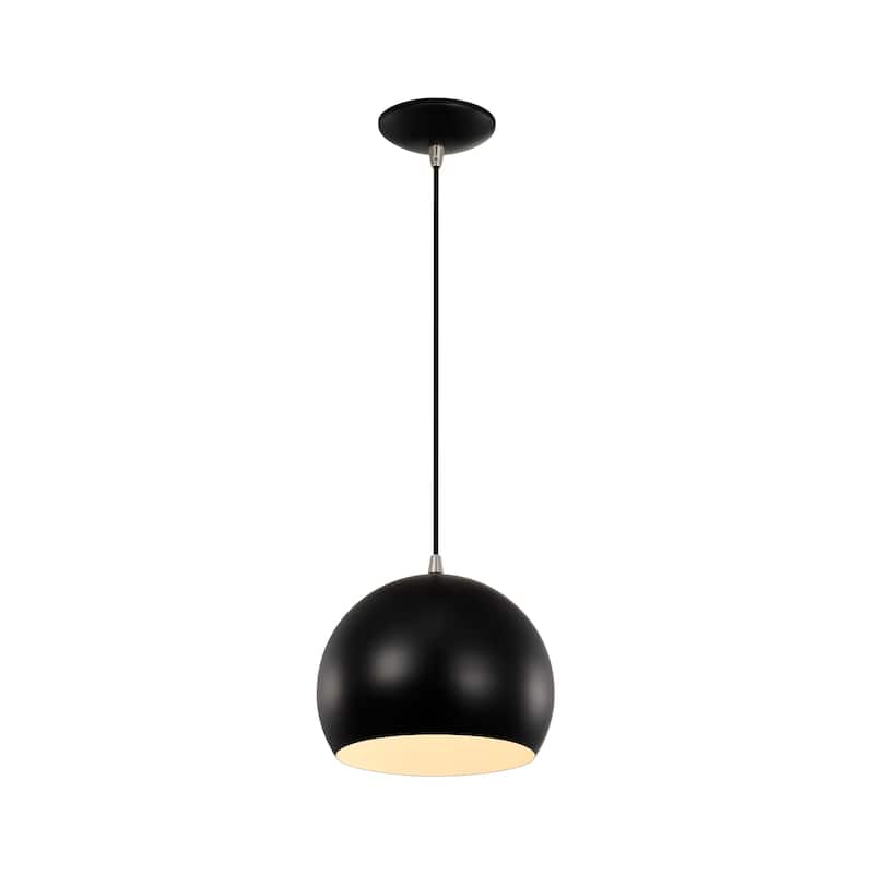 1-Light Matte Black and Brushed Nickel Modern Pendant Light With Metal Shade
