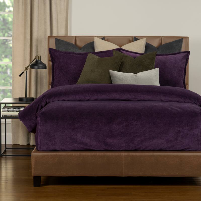 Mixology Padma 9 Piece Bed Cap Comforter Set with Sewn Corners - Aubergine - Queen