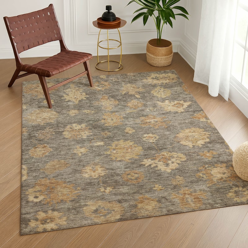 Machine Washable Indoor/ Outdoor Casual Traditional Chantille Rug