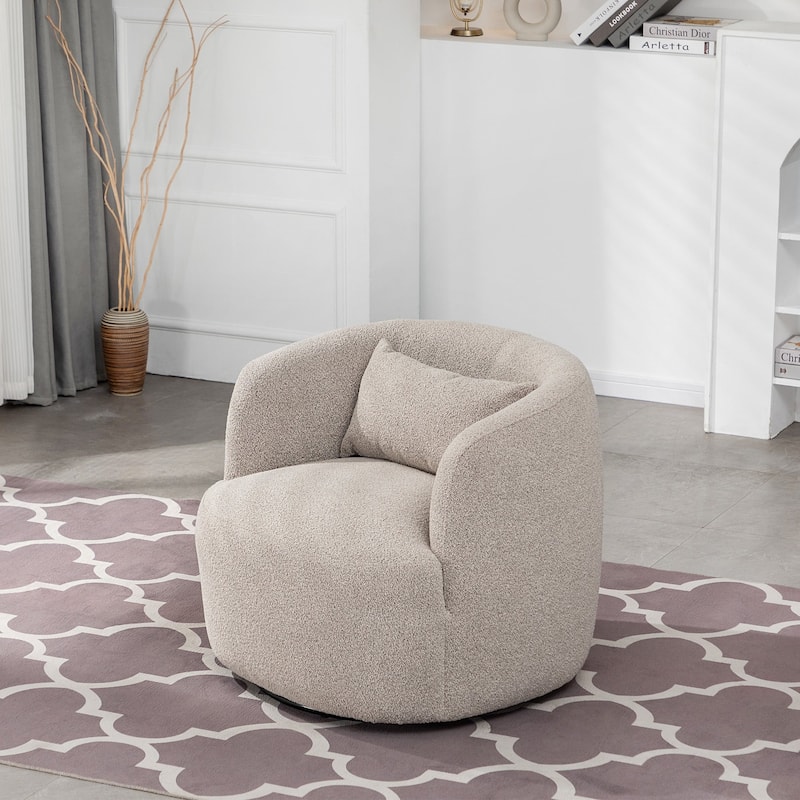 KINWELL 34" Wide Boucle Fabric Upholstered Swivel Armchair (Set of 2)