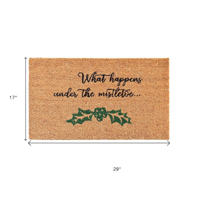 HomeRoots 17" X 29" Brown Black And Green Christmas Outdoor Coir Door Mat - 17.00' X '29.00