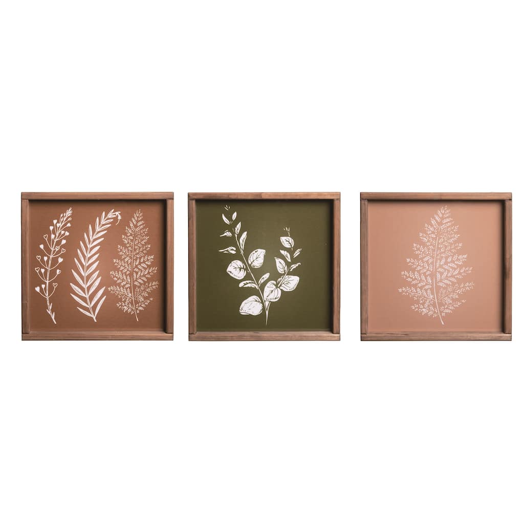 Transpac Wood 12.38" Multicolor Spring Calming Block Decor Set of 3