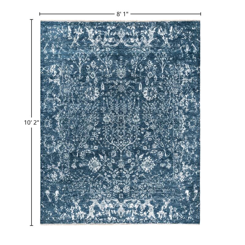 Ikat One-of-a-Kind Hand-Knotted Area Rug, Blue - 8' 1" x 10' 2"