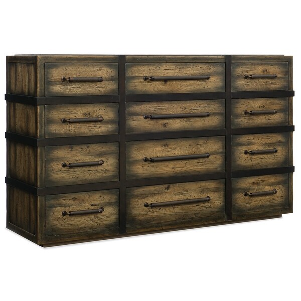 Shop Hooker Furniture 1654 90002 1 Crafted 68 1 4 Wide 12 Drawer Oak Wood Dark Oak Overstock 29570317