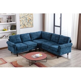 L-Shape Sectional Sofa Accent Living Room Sofa with Wood Legs - Bed ...