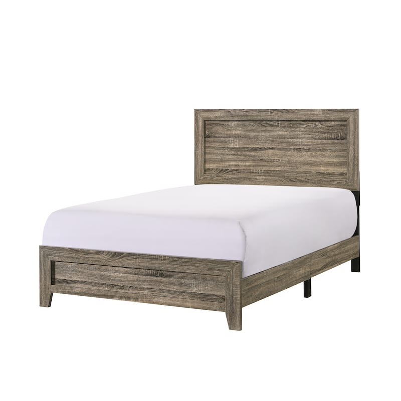 Modern Grey Finish Twin Size Panel Bed, Wooden Bedroom Furniture