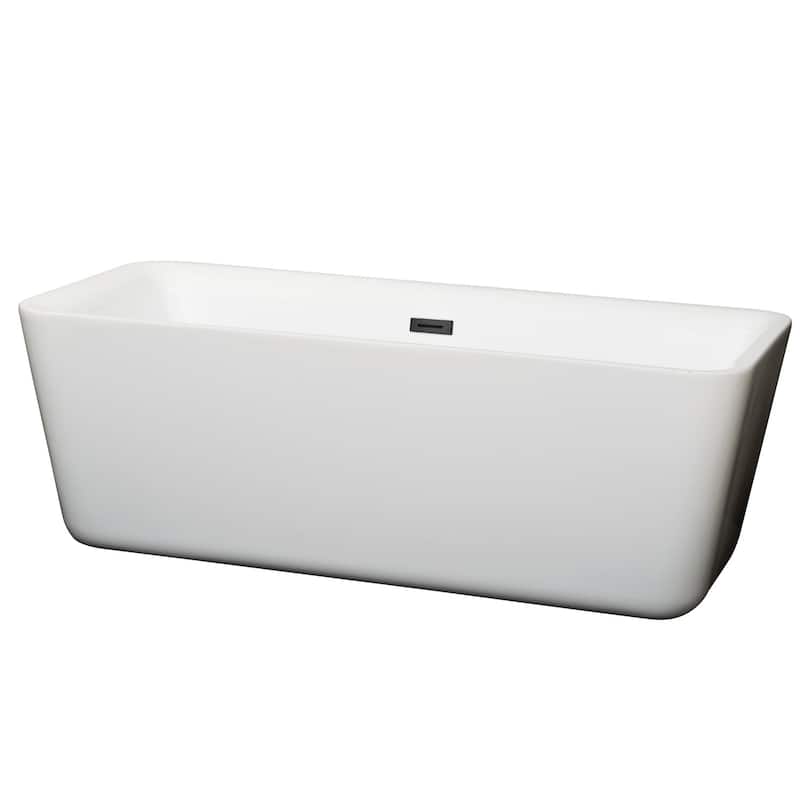 Wyndham Collection Emily 69" Free Standing Acrylic Soaking Tub with - White / Matte Black Trim