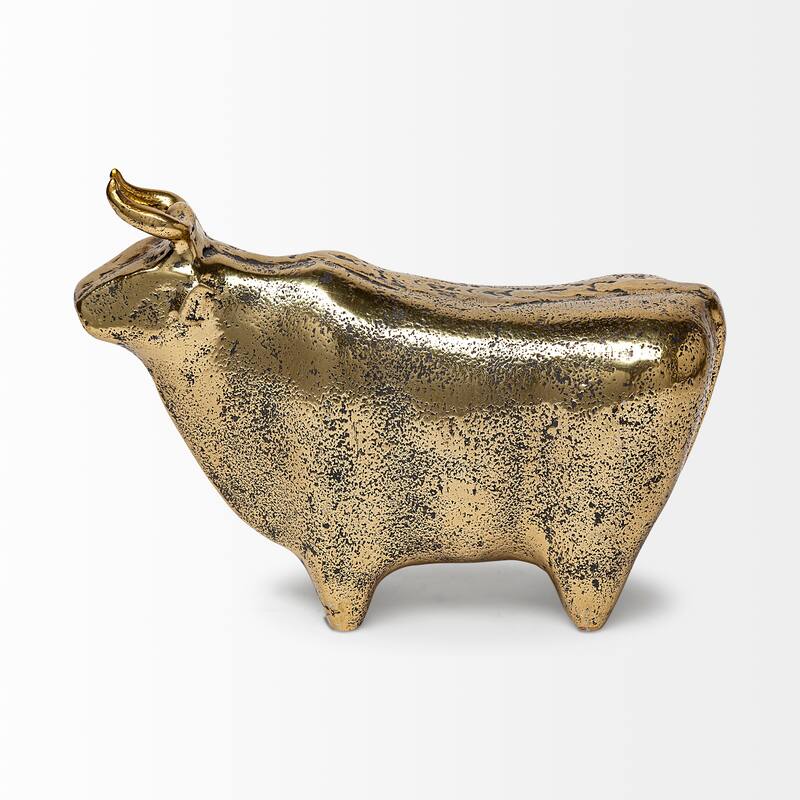 Taurus I Gold Cast Aluminum Bull Decorative Object