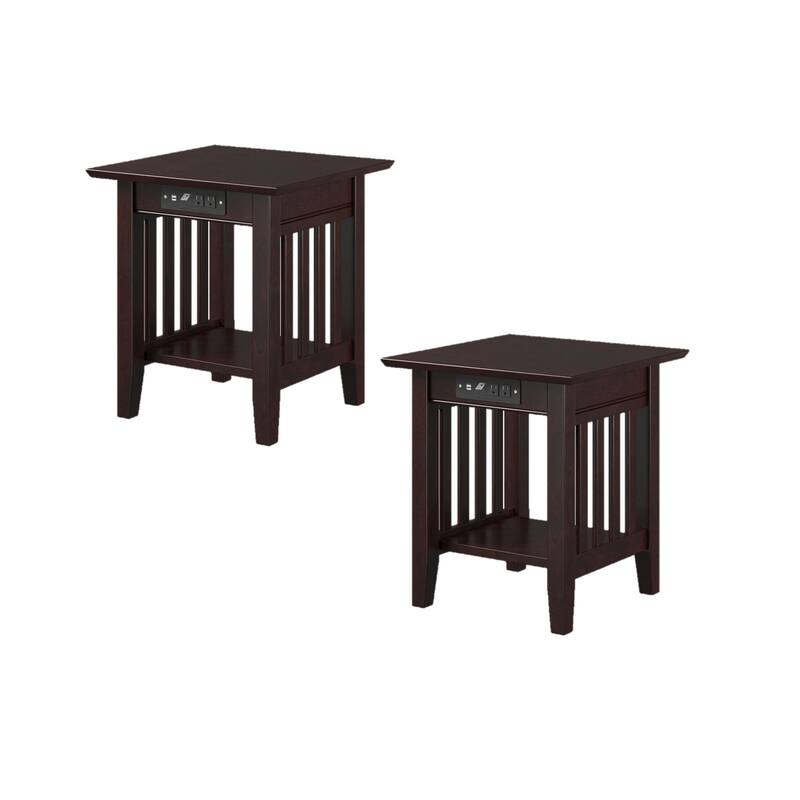 AFI Mission End Table Set of 2 with Built-in Charger