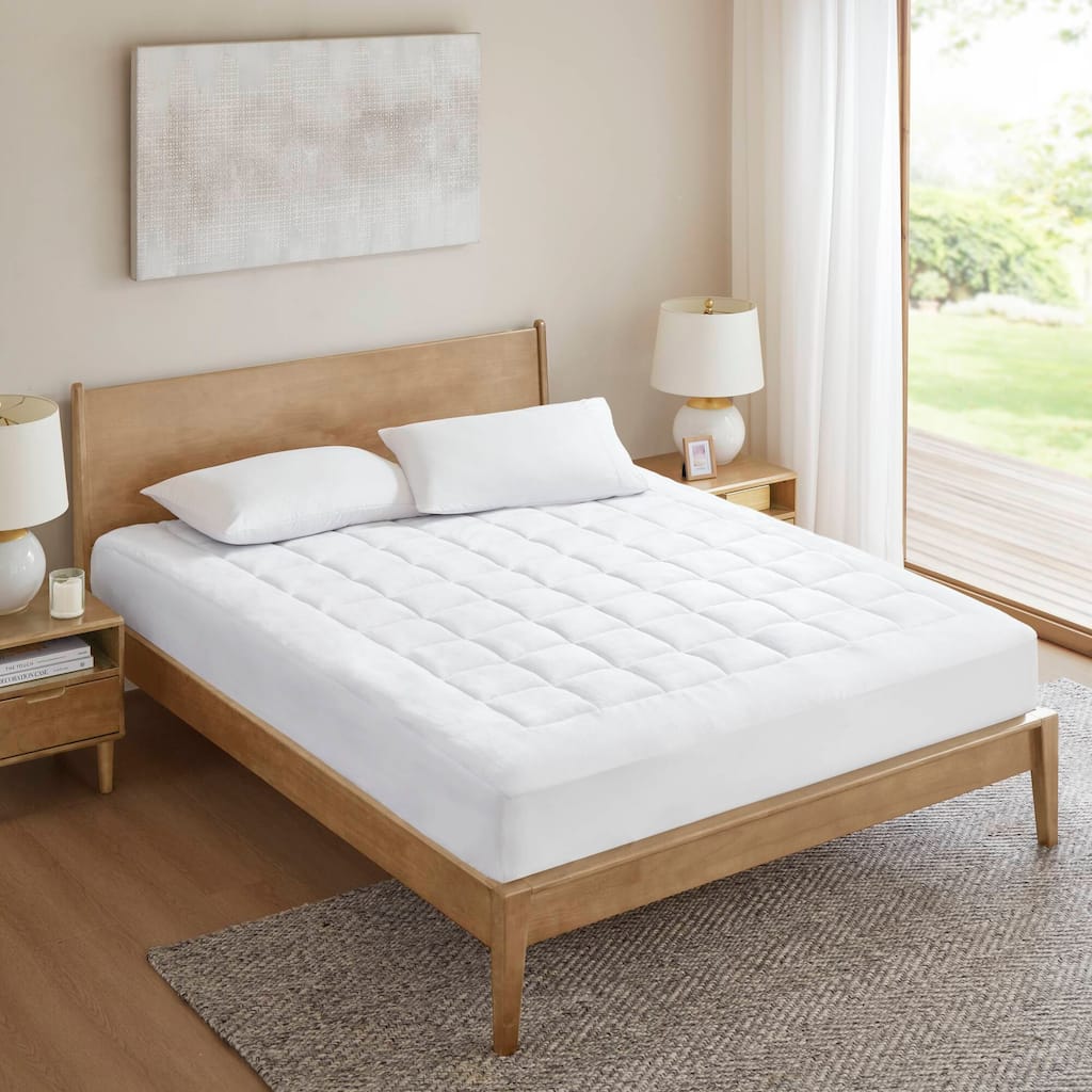 Madison Park Heavenly Soft Overfilled Plush Down Alt. Waterproof Mattress Pad - White