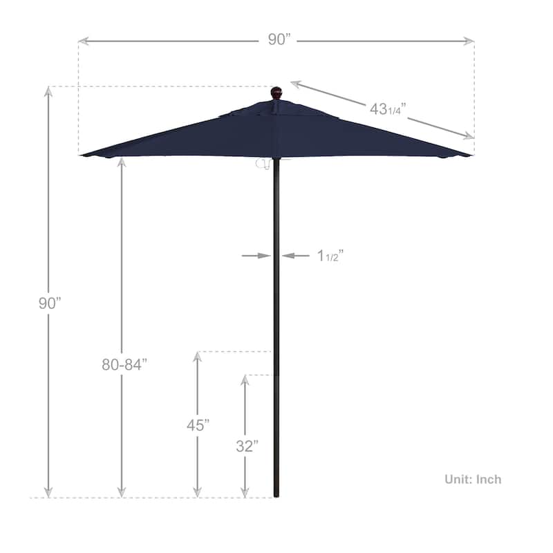 California Umbrella 7.5' Venture Series Patio Umbrella, Bronze Aluminum Pole Fiberglass Ribs Push Lift, Pacifica Pacific Blue