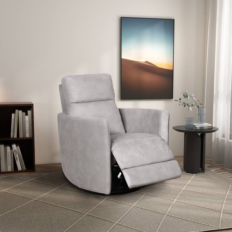 Ainsley Modern Microsuede Fabric Power Recline Swivel Glider Recliner - Latte