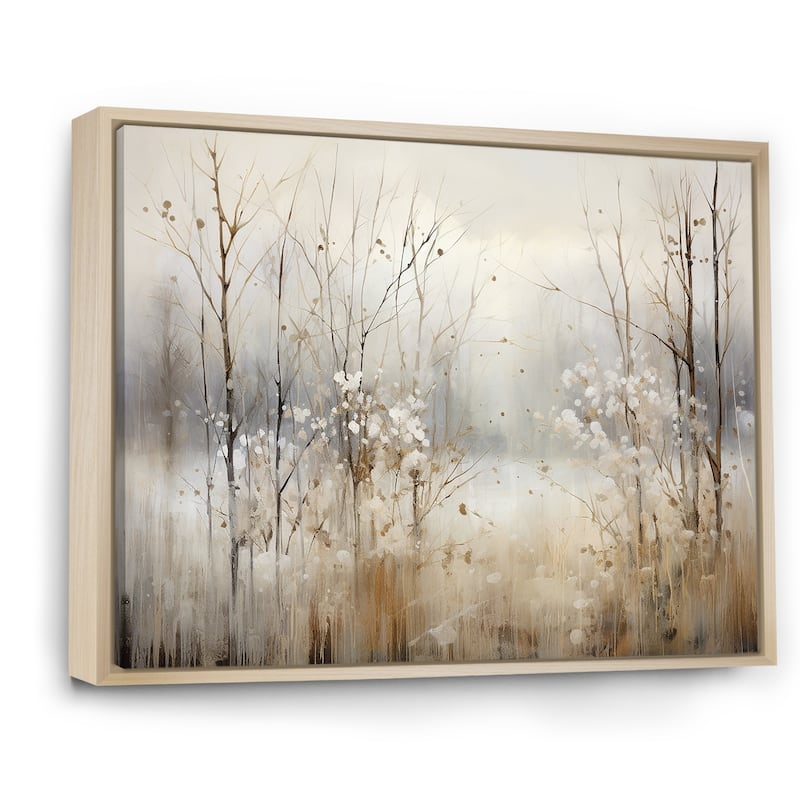 Designart "Winter Meadow View Calmness II" Meadow Grey Wall Decor - Traditional Bedroom Framed Canvas Wall Art