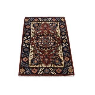 Shahbanu Rugs Mahogany Red, Antiqued Heriz Re-creation, Hand Knotted ...