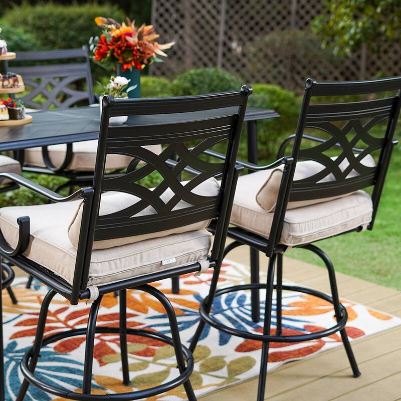 Outdoor Swivel Metal Cushioned Bar Height Patio Chairs Set of 4