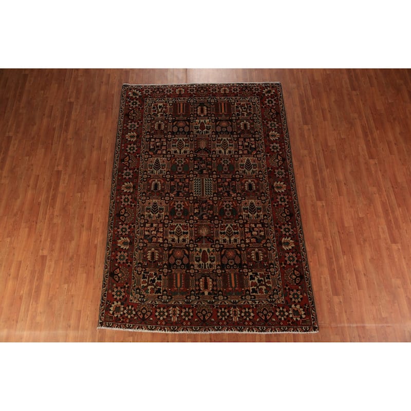 Orange Bakhtiari Persian Vintage Area Rug Hand-Knotted Wool Carpet - 6'7" x 9'10"