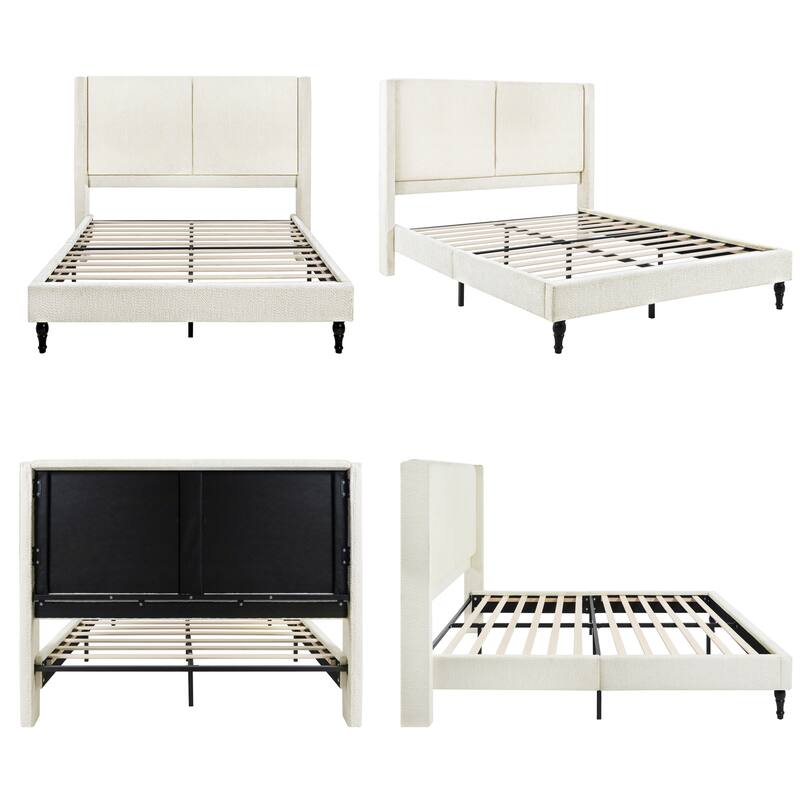 Queen Size Bed Frame with 55.5"High Back Upholstered Headboard