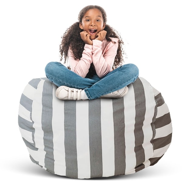 slide 2 of 8, Creative QT 33" Large Beanbag - Stuff n Sit, Gray & White Stripe