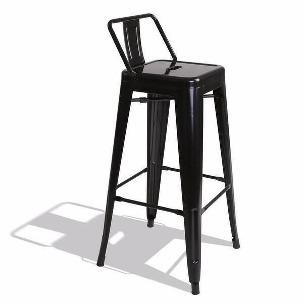 Belleze 30 Inch Barstools Black Bar Stools Low Back Set Of 4 On Sale Overstock 17833273