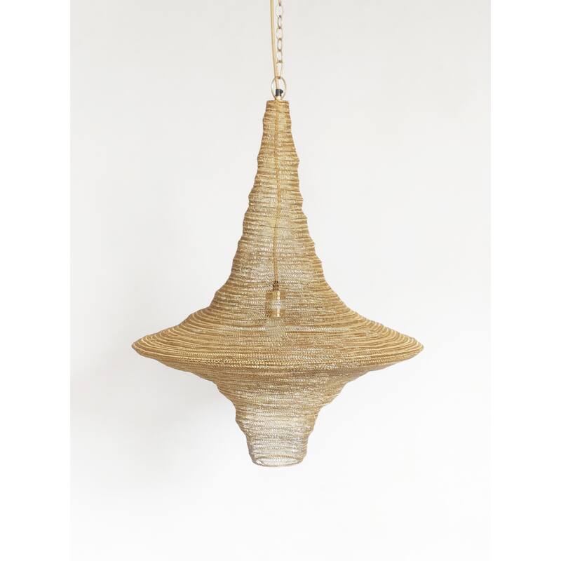 1-Light Gold Powder Coat Chain Basket Light