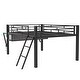 preview thumbnail 10 of 12, Full Size Gaming Mid Loft Bed with desk & LED, Maximized Space, Black
