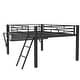 preview thumbnail 9 of 11, Functional Design Metal Loft Bed with Ladder, Guardrail, Built-in Desk, Storage Shelf and LED Light, Full, Black