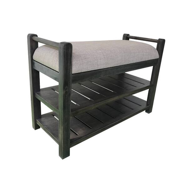 Schuyler Cushioned Bench With Shoe Rack Overstock 31690898