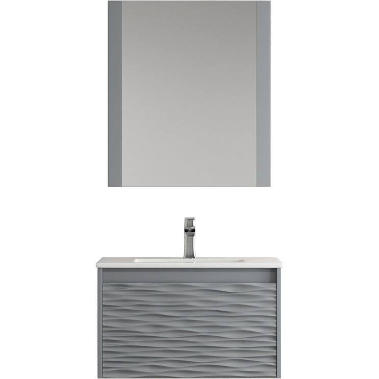 Blossom Floating Bathroom Vanity with Sink & Mirror Metal Grey