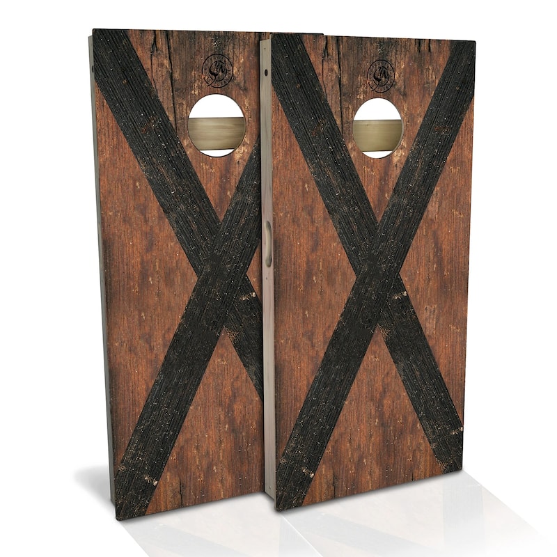 Alabama Flag Rustic Outdoor Cornhole Board Set - Backyard 2x4 - Include Case + Edge Lights