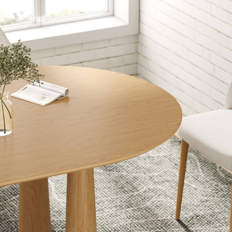 Dovelina 67" Oval Black Dining Table - Sturdy Tapered Legs for 6 People