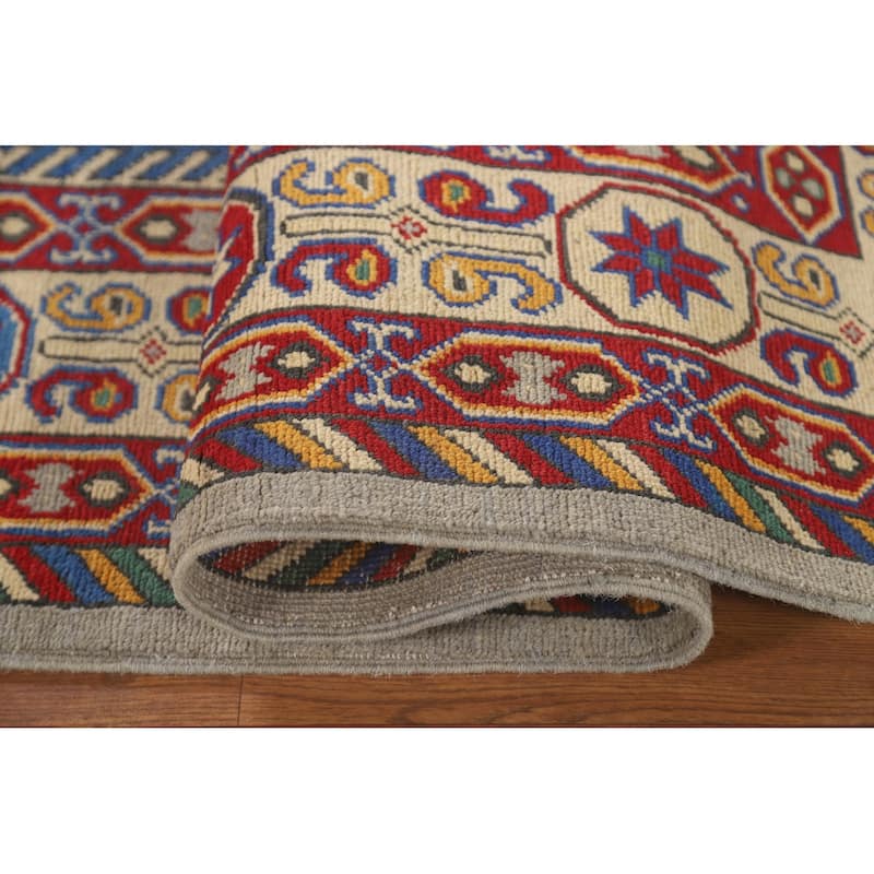 Grey Kazak Area Rug Handmade Wool Carpet - 6'6" x 9'5"
