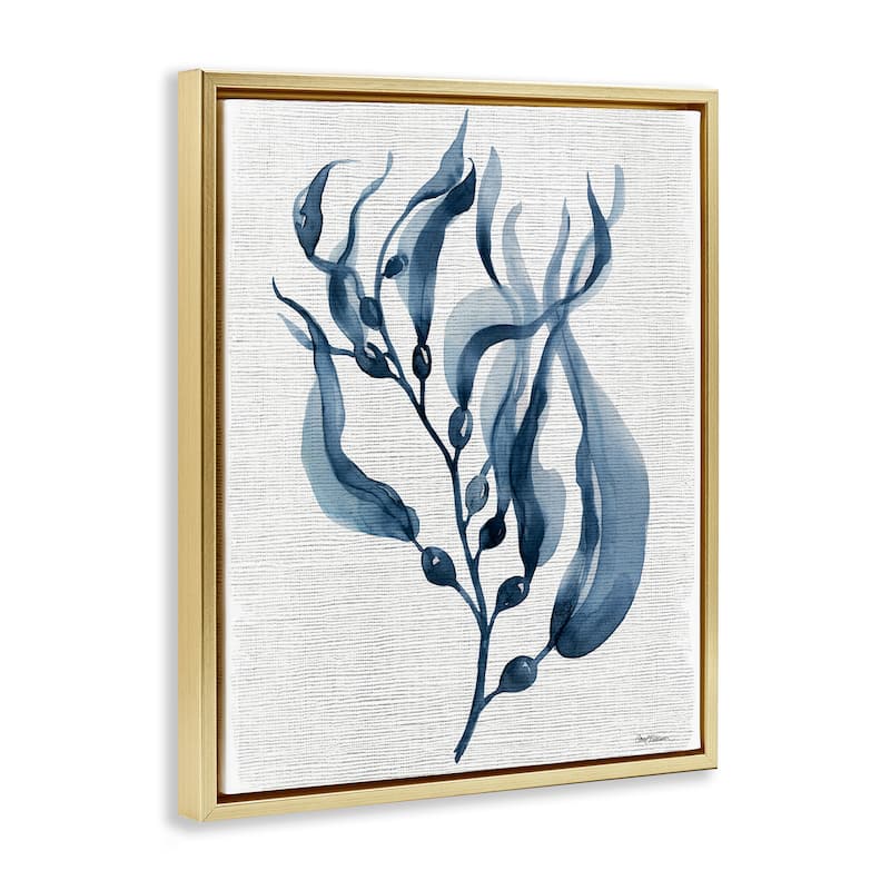 Stupell Delicate Waving Herb Leaves Framed Floater Canvas Wall Art Design By Carol Robinson