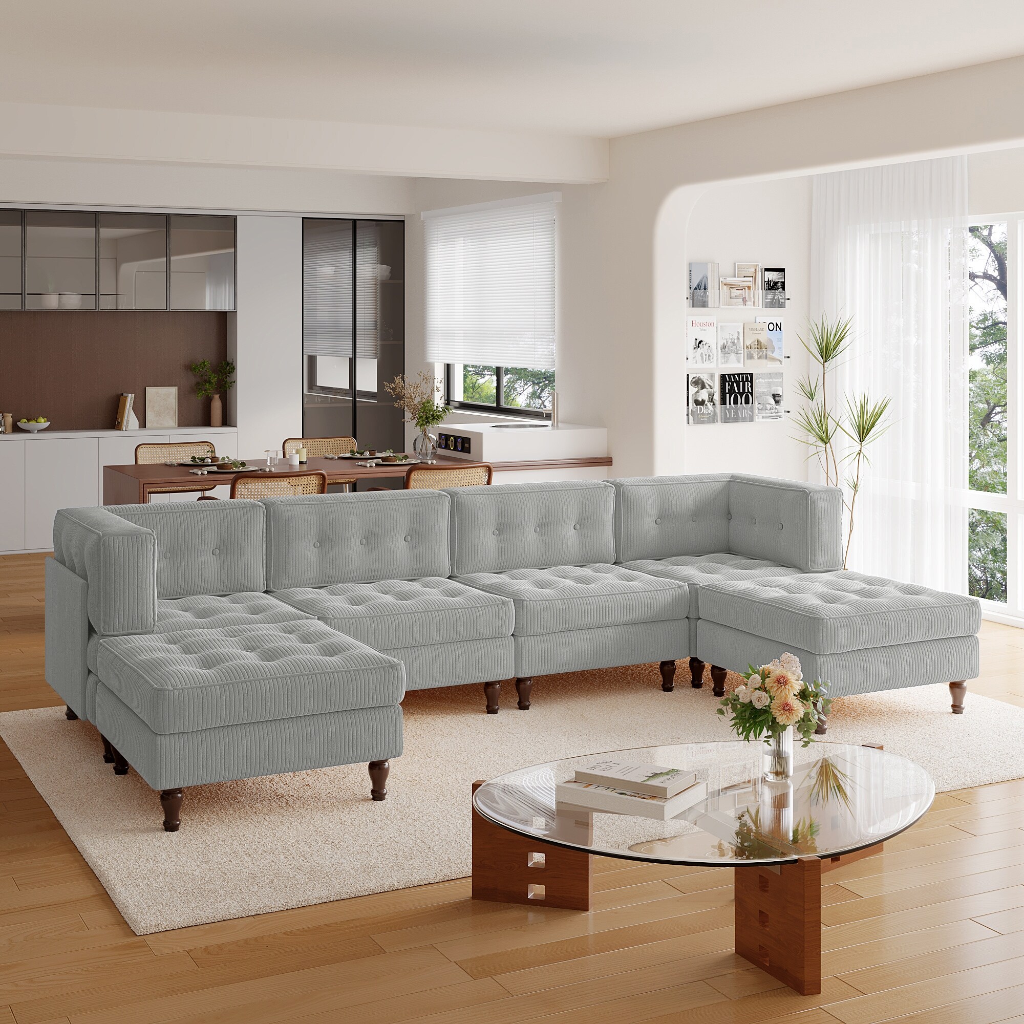 Madison Oversized Upholstered Corduroy Modular Sectional Sofa