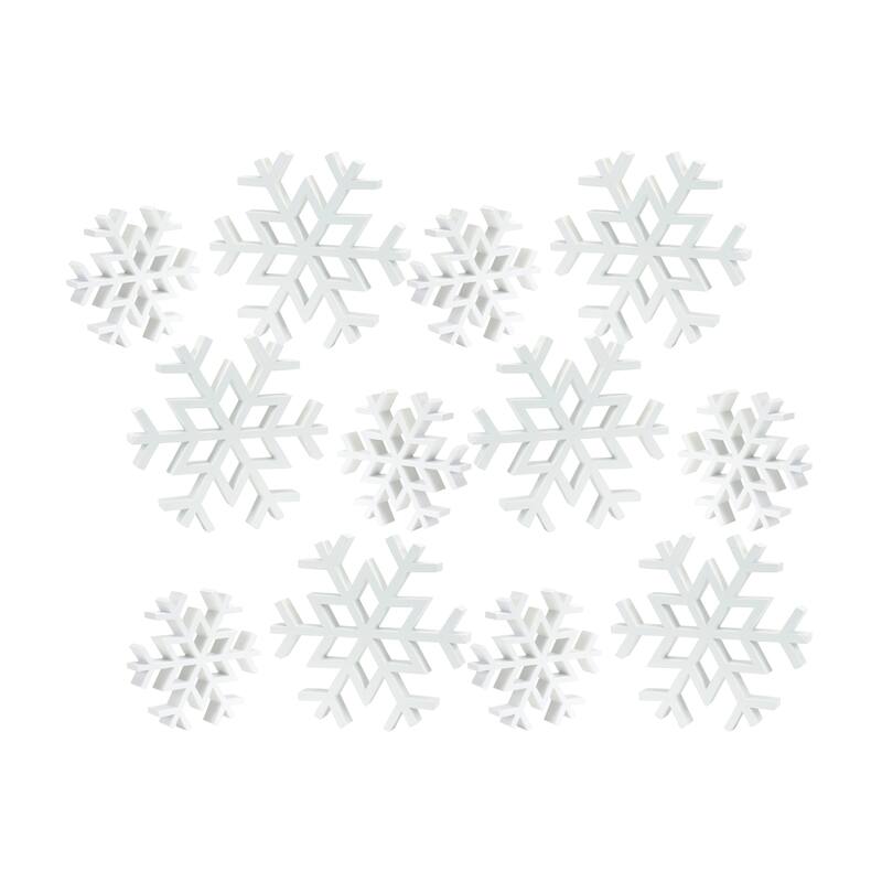 Wooden Snowflake (Set of 12) - White