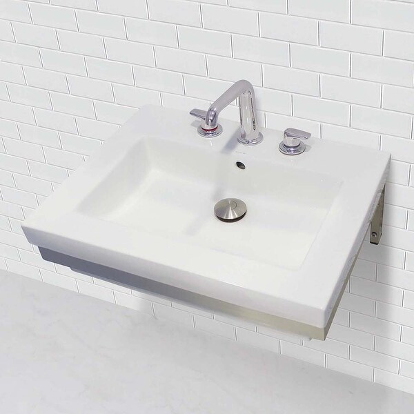 Decolav 1819w 8p Lilac 23 1 2 Wall Mounted Bathroom Sink With 8 Widespread Fau White