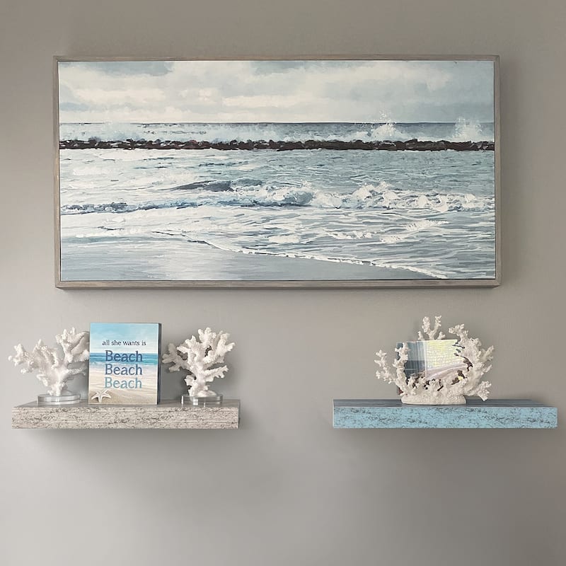 Sorbus Set of 2 Wall Mounted Nightstand Floating Shelves, Nautical/Coastal Styles with Distressed Finish