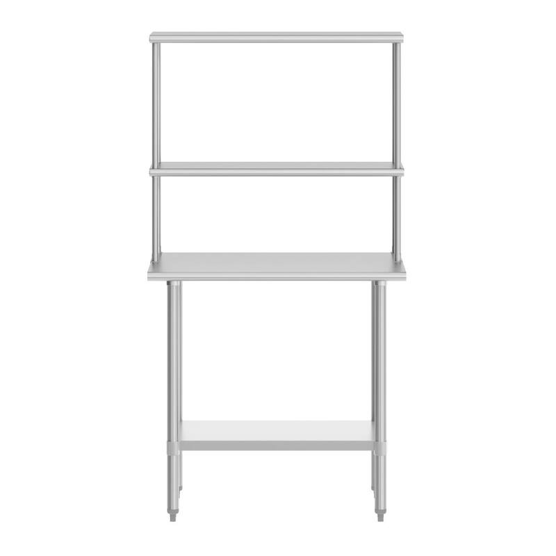 Commercial Stainless Steel Worktable with 2 Overshelves and 1 Undershef