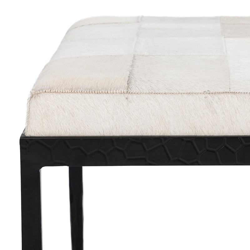 Classic Home Achen Leather Hide Ottoman Bench