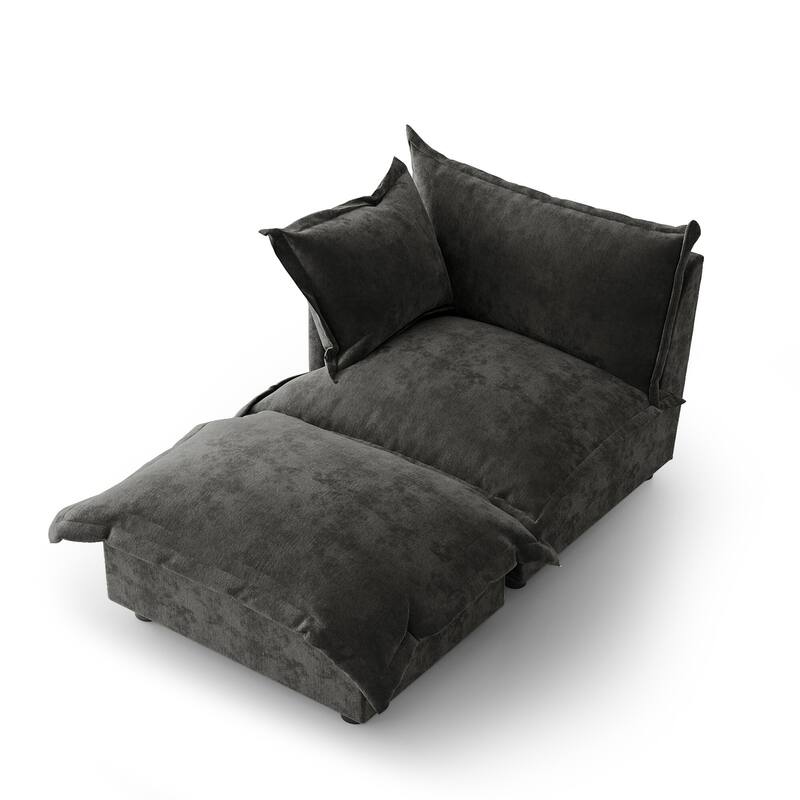 Casual 40"W Oversized Soft Comfy Cloud Chenille Chaise Lounge with Ottoman