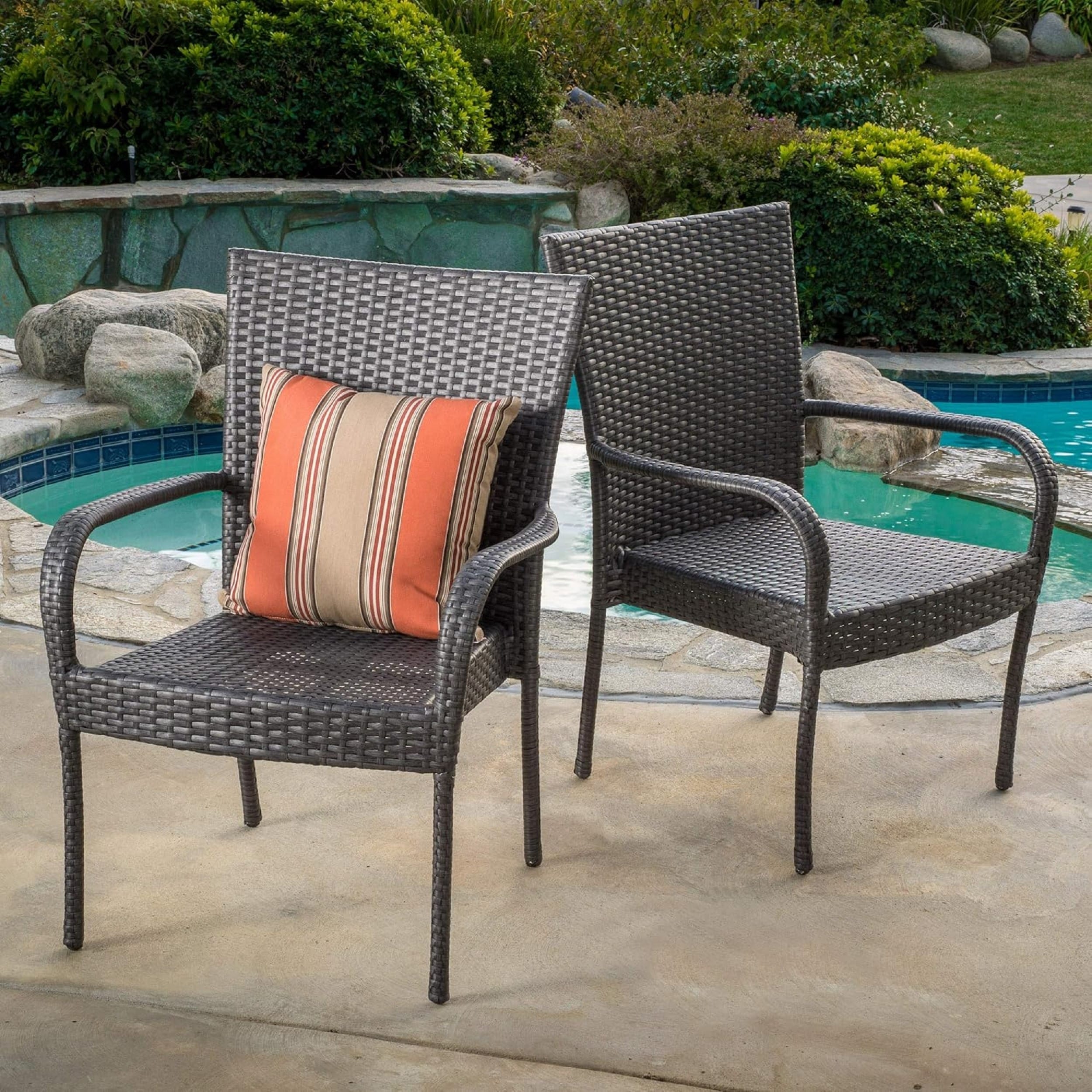 Outdoor Wicker Chairs Pe Wicker Stacking Chair, 1pc