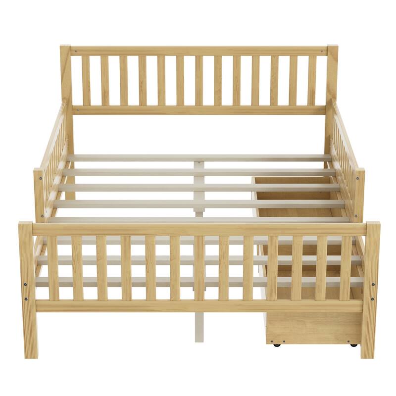 Classic Wooden Platform Bed with Dual Guardrails by Harper&Bright Designs