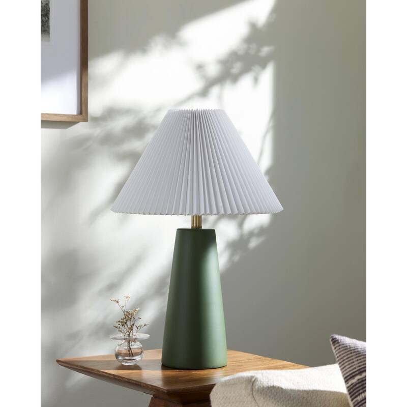 Livabliss Vikundu Traditional Accent Table Lamp - DarkGreen/White